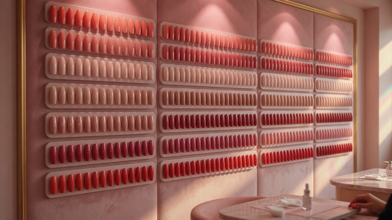 Choosing warm nude and burgundy nail colours at Lovely Nails